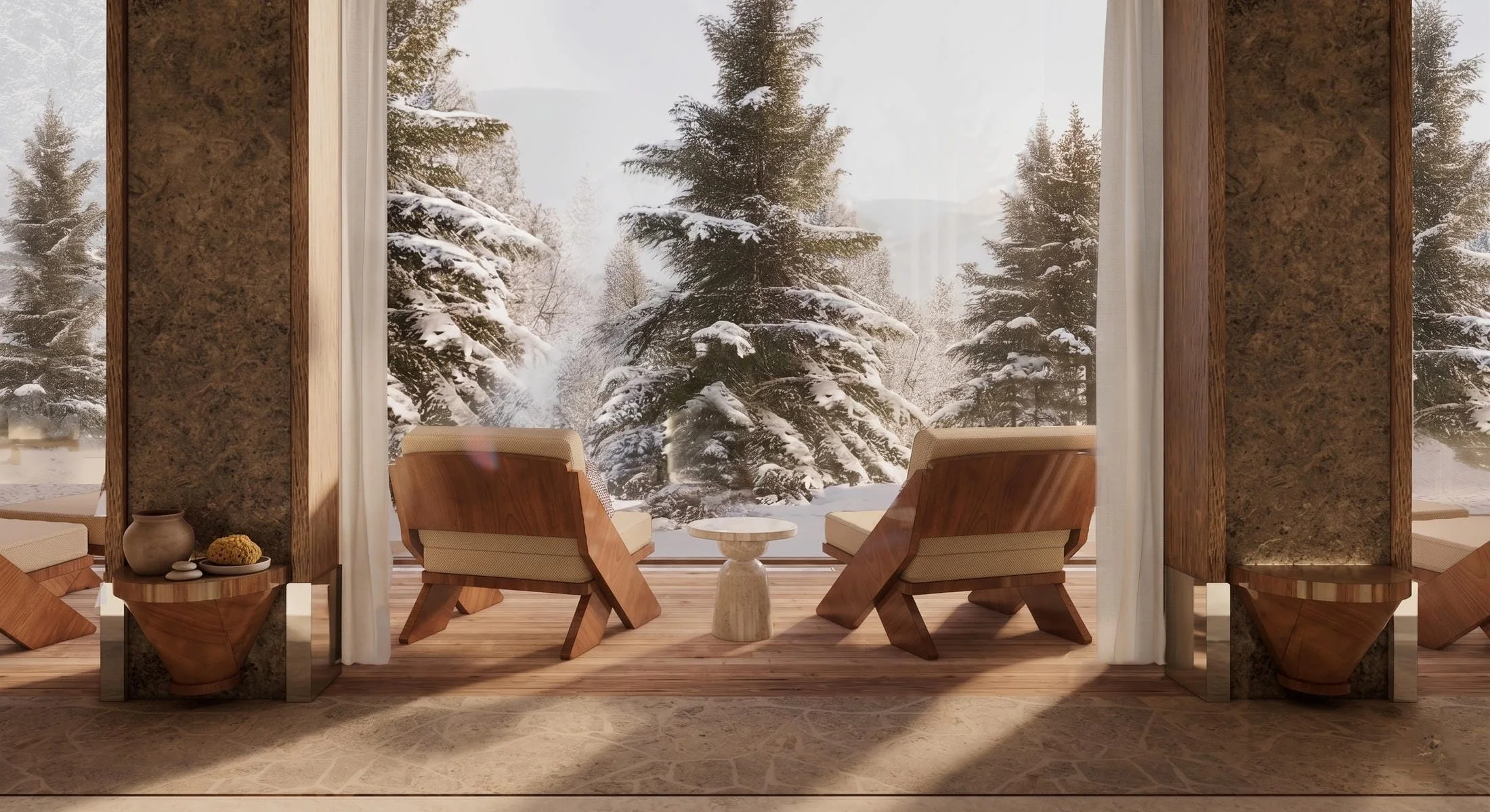 Une fenêtre sur la montagne au spa